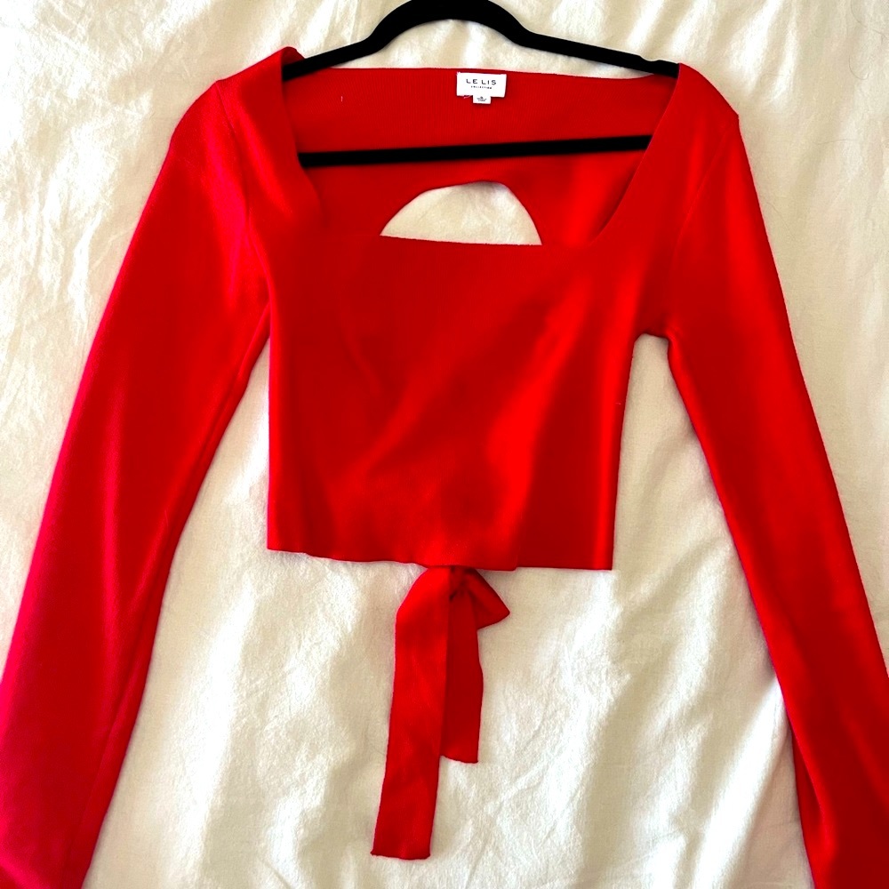Womens Red Cropped Long sleeve